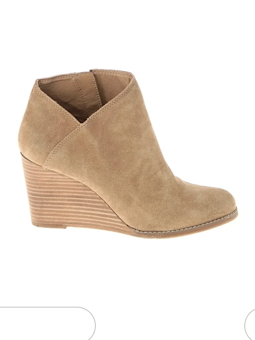 Lucky Brand,Suede Wedge Ankle Bootie - Taupe, Size 9